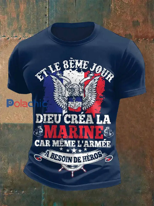 T Shirt Homme Vintage Imprimé Français comme image / S