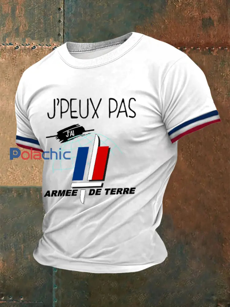 T-shirt imprimé à manches courtes Armée de terre française Homme Blanc / S