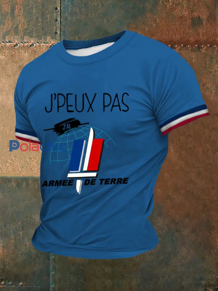 T-shirt imprimé à manches courtes Armée de terre française Homme Bleu / S