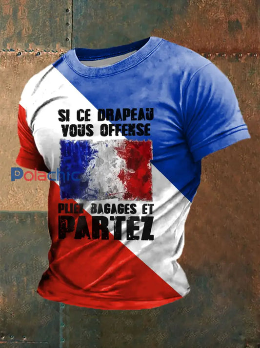 T-shirt imprimé à manches courtes Si Ce Drapeau Te Dérange Homme comme image / S