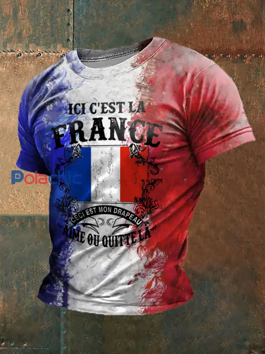 T-shirt imprimé à manches courtes Si Ce Drapeau Te Dérange Homme comme image / S