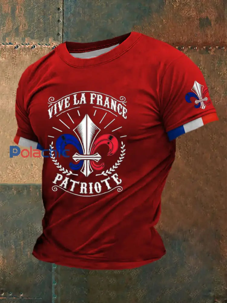 T-shirt imprimé à manches courtes Si Ce Drapeau Te Dérange Homme Rouge / S