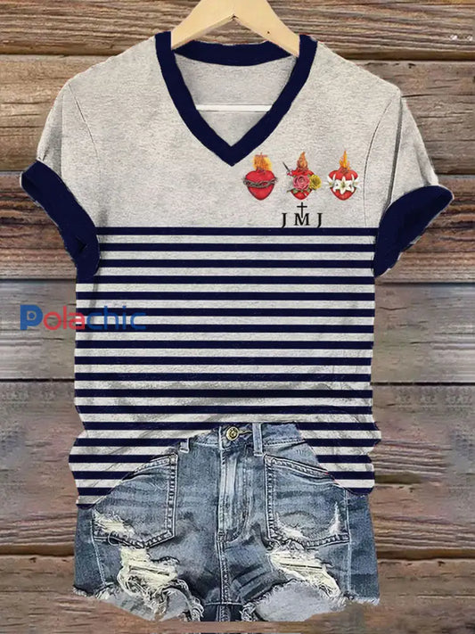 T shirt imprimé catholique pour femmes Abricot / S