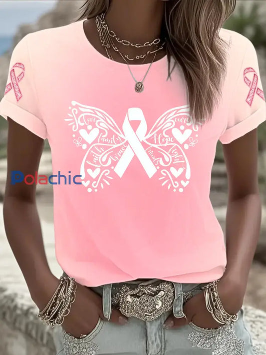 T shirt imprimé du cancer du sein pour femmes comme image / S