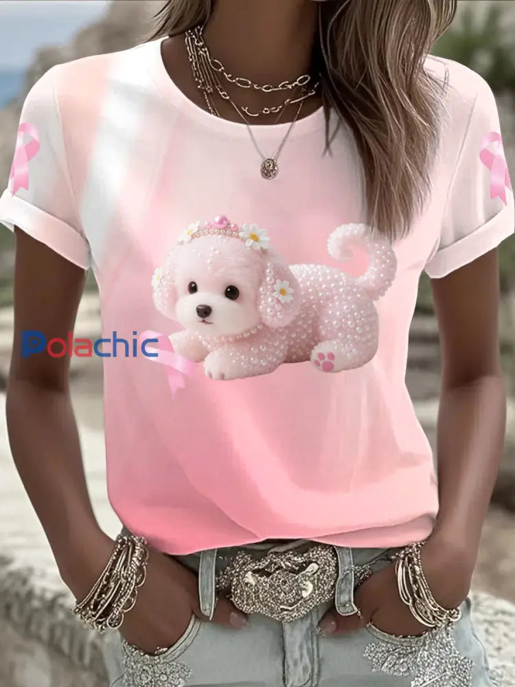 T shirt imprimé du cancer du sein pour femmes comme image / S