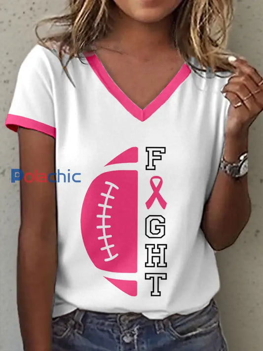 T-shirt imprimé Fight For Breast Cancer Femme Blanc / S