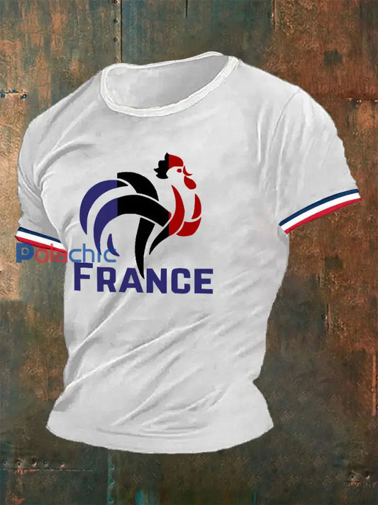 T-shirt imprimé France Le Coq Gaulois Homme Blanc / S