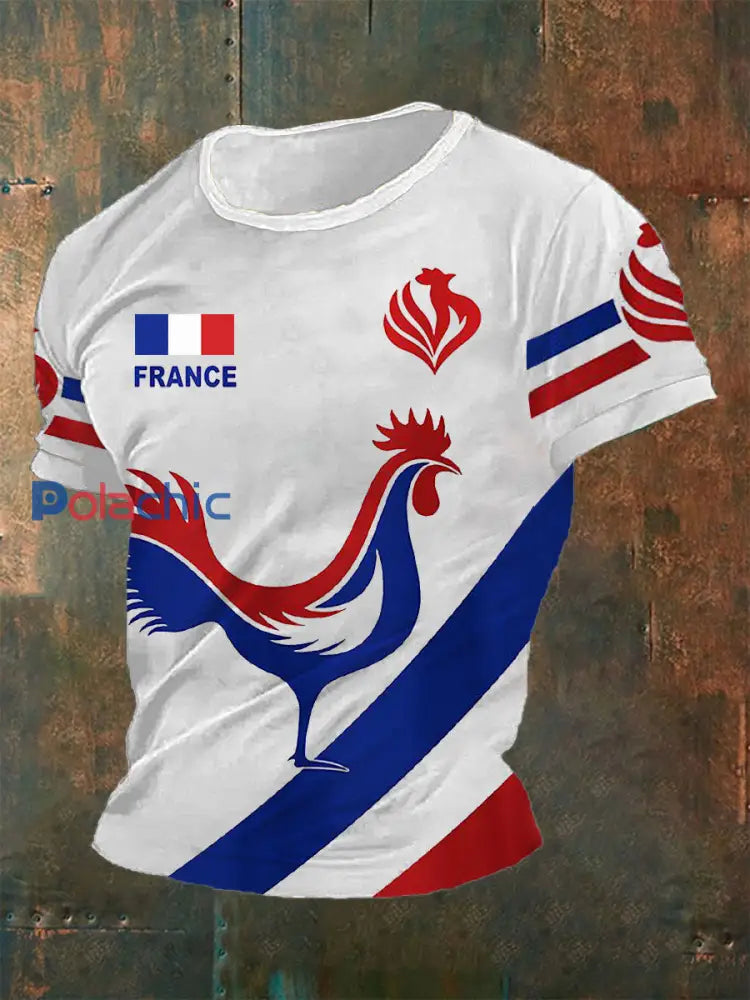 T-shirt imprimé France Le Coq Gaulois Homme Blanc / S