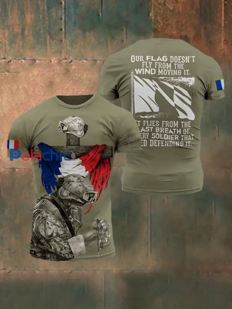 T-shirt imprimé French Armée de terre pour homme vert armée / S