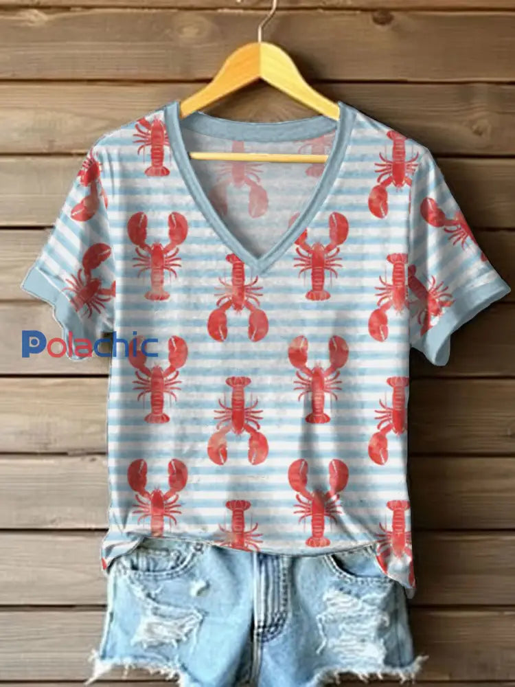 T-shirt imprimé homard Femme Bleu clair / S