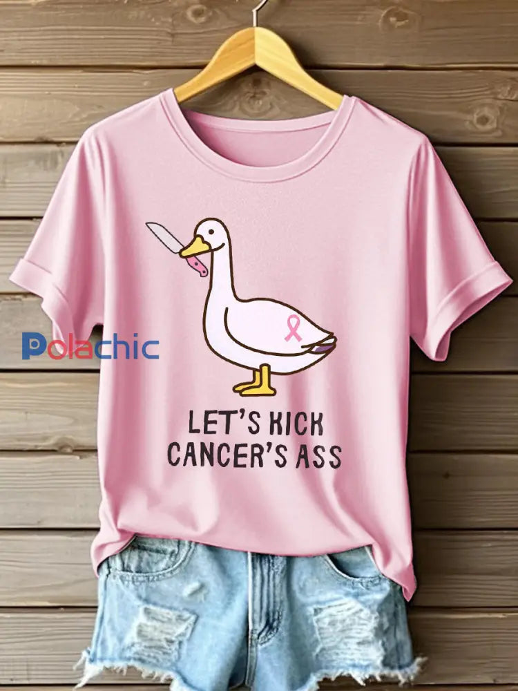 T-shirt imprimé Let’s Kick Cancer’s Ass Femme Rose / S