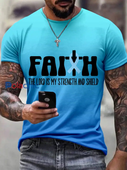 T shirt imprimé sensibilisation au cancer de la prostate pour hommes Bleu / S