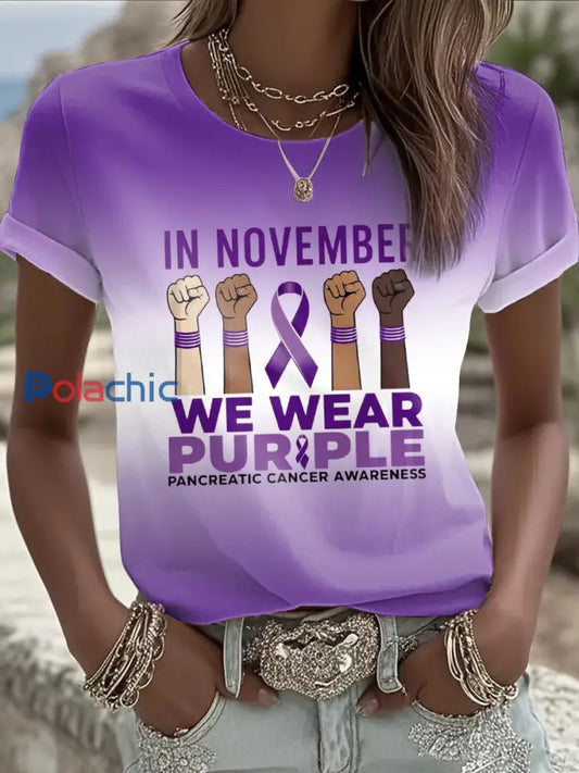 T shirt imprimé sensibilisation au cancer du pancréas pour femmes comme image / S