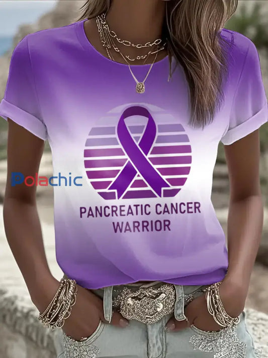 T shirt imprimé sensibilisation au cancer du pancréas pour femmes comme image / S