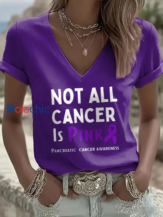T shirt imprimé sensibilisation au cancer du pancréas pour femmes pourpre profond / S