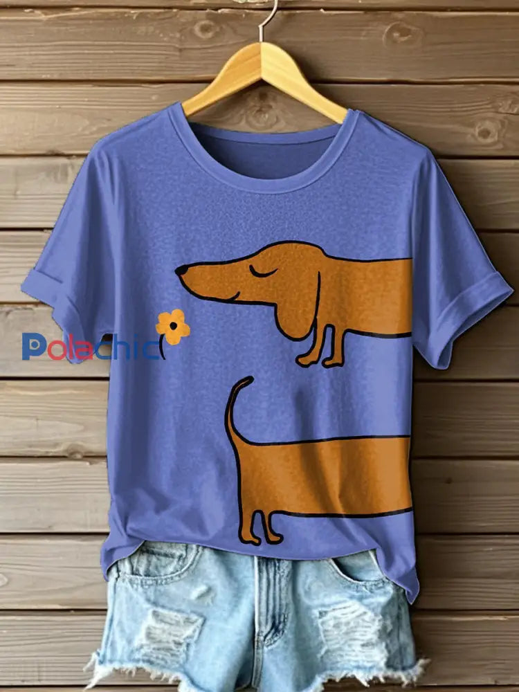 T-shirt imprimé teckel femme comme image / S