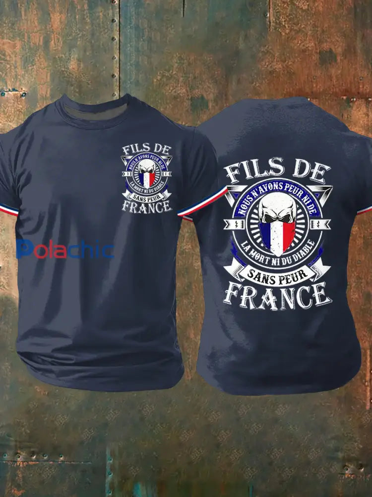T shirt manches courtes Fils De Sans Peur France pour homme Bleu Marine / S