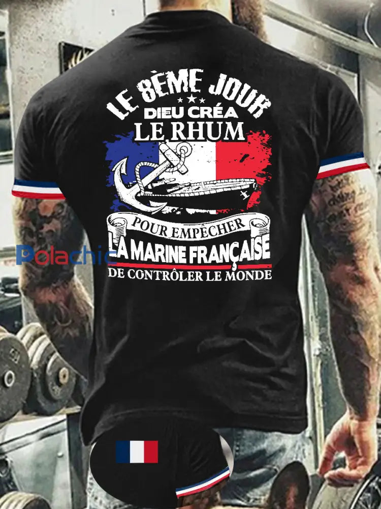 T shirt manches courtes France pour homme Noir / S