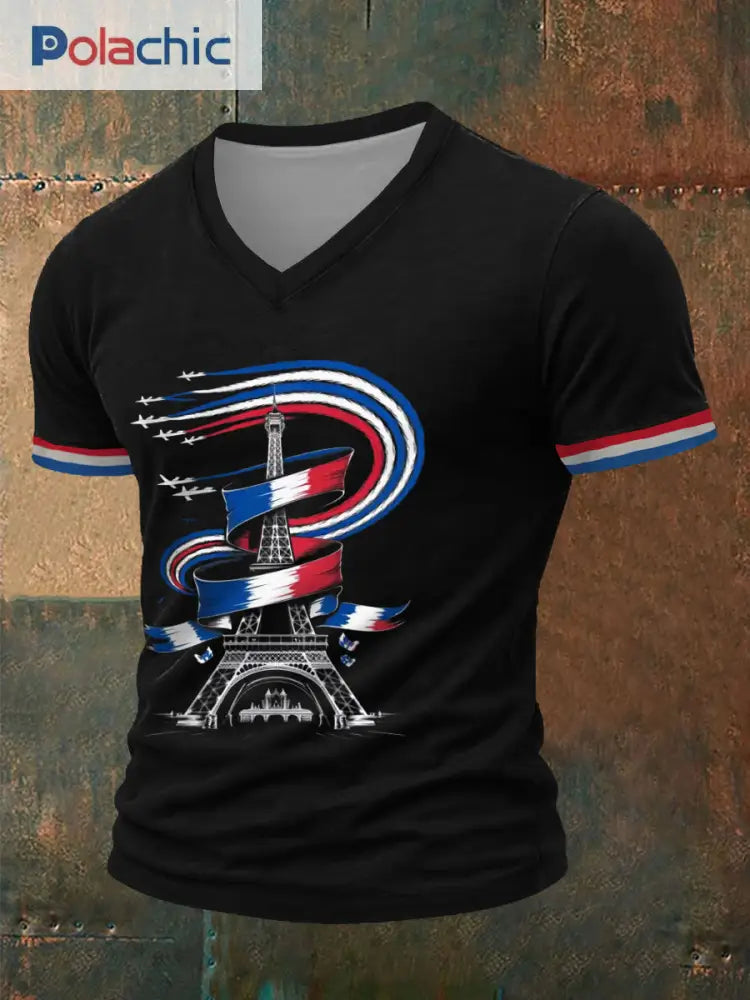 T-shirt manches courtes imprimé Bastille Day Homme Noir / S