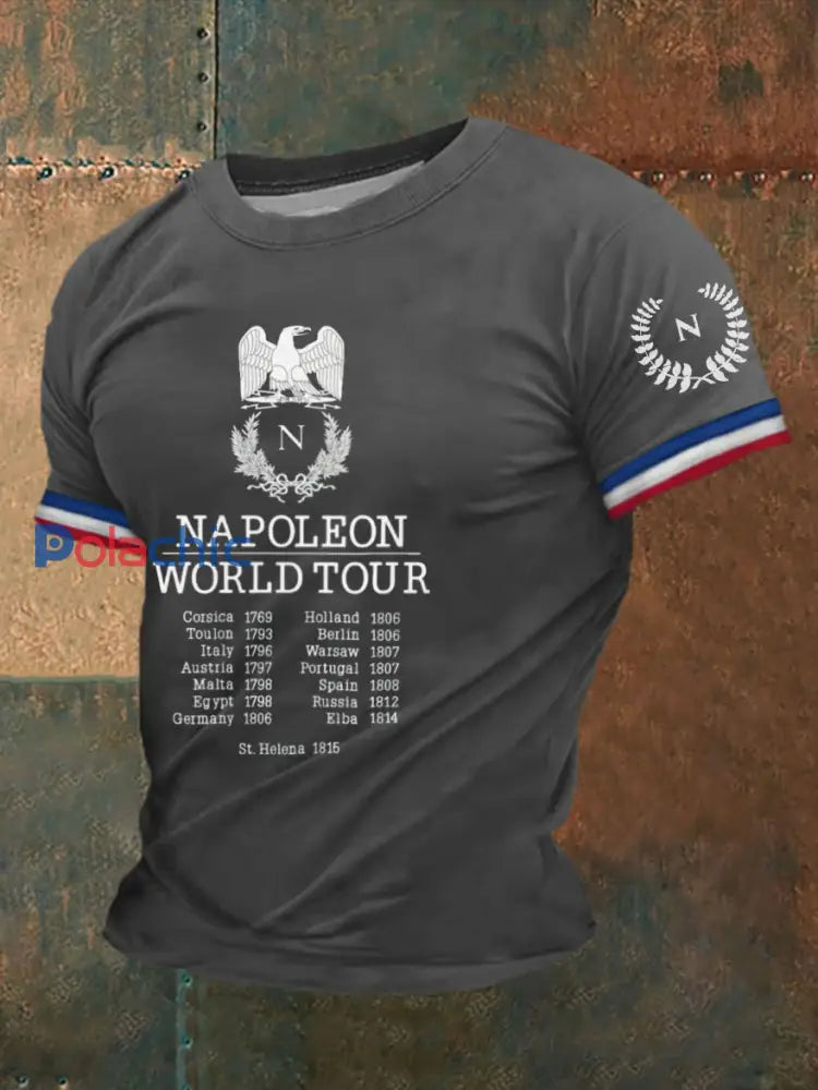 T-shirt manches courtes Napoleon World Tour pour homme Gris Foncé / S