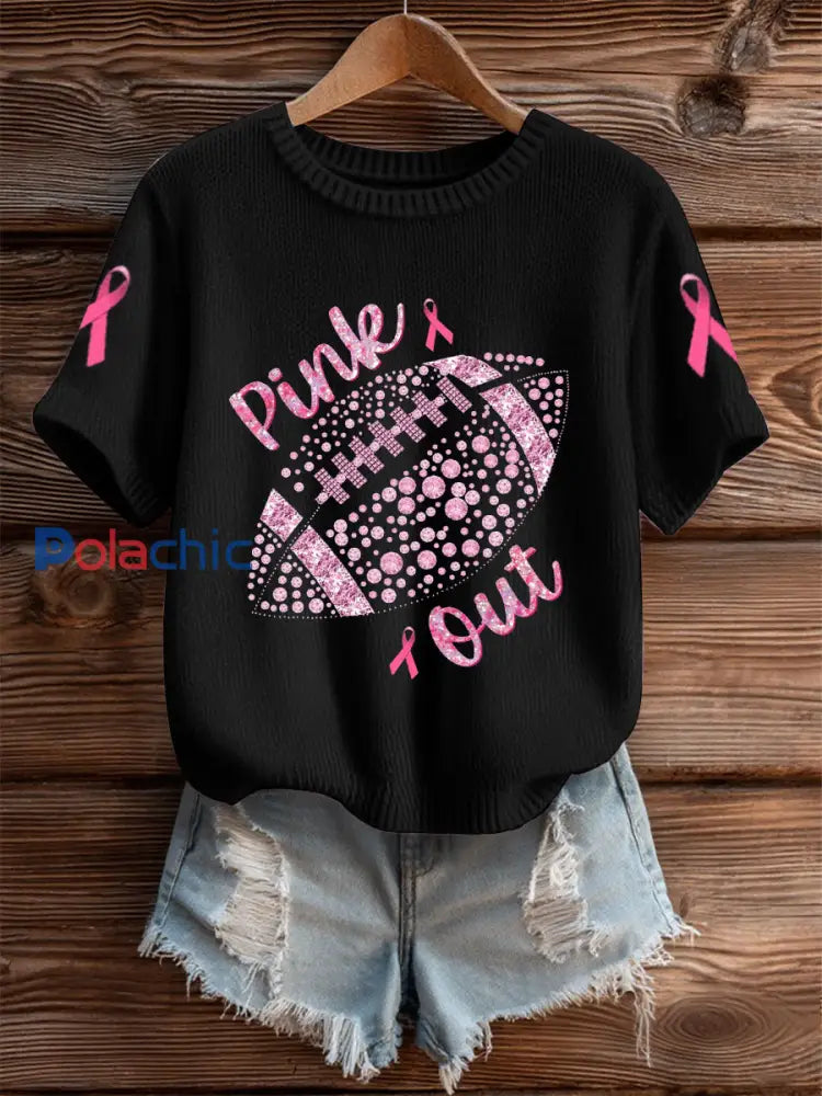 T shirt manches courtes Women’s Breast Cancer Football Pink Out Noir / S
