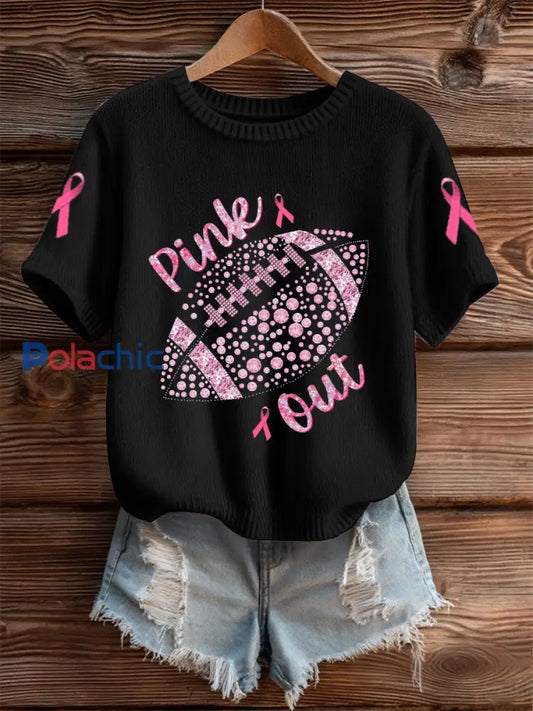T shirt manches courtes Women’s Breast Cancer Football Pink Out Noir / S