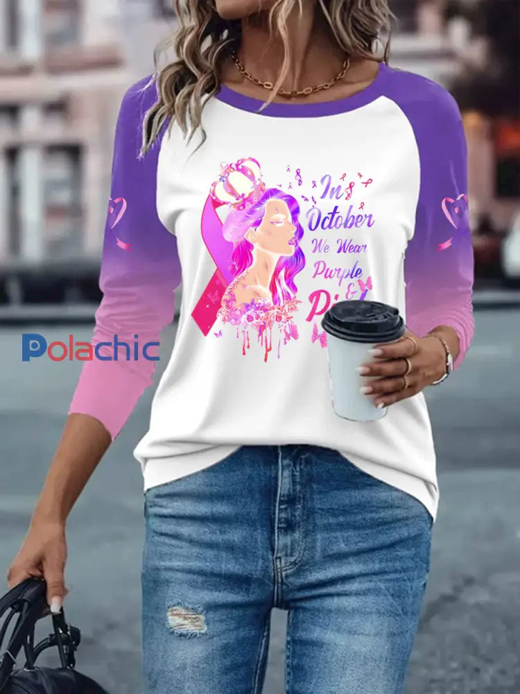 T shirt manches longues avec épaules tombantes Breast Cancer Femme Blanc / S