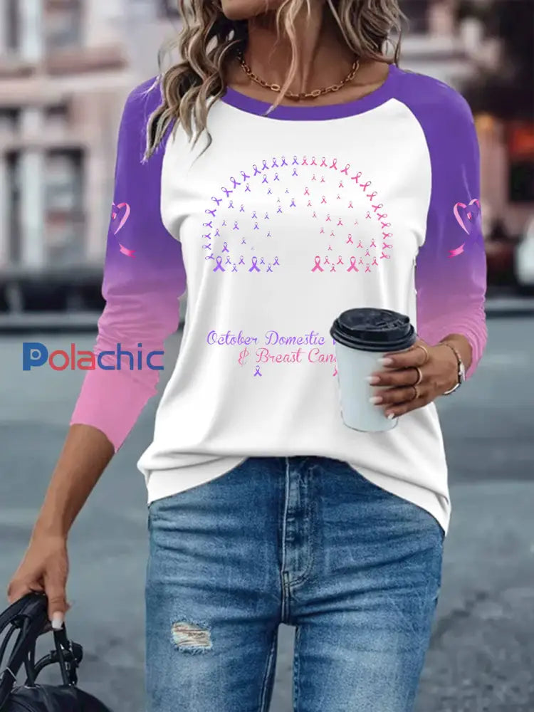 T shirt manches longues avec épaules tombantes Breast Cancer Femme Blanc / S