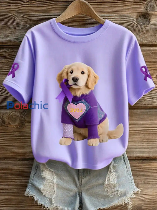 T-shirt mauve à manches courtes Alzheimer’s pour femmes Violet Clair / S