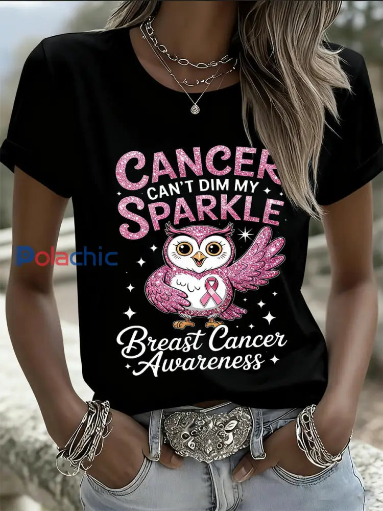 T-shirt mémorial décontracté pour femmes avec impression d’art du cancer du sein A / S