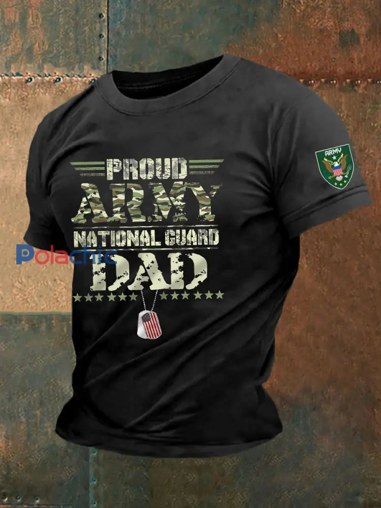 T-shirt militaire de papa des hommes noir / S