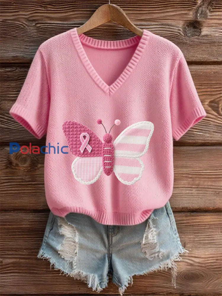 T shirt papillon rose pour femmes Rose / S