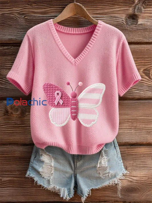T shirt papillon rose pour femmes Rose / S