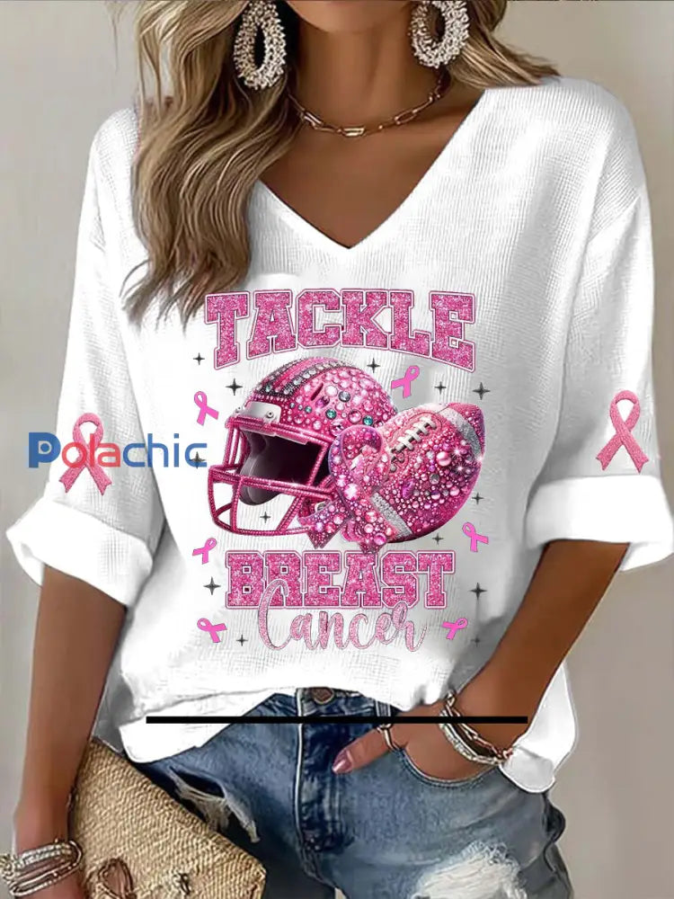 T-shirt pour femmes Breast Cancer Fantasy Sequin Brodé Animal A / S