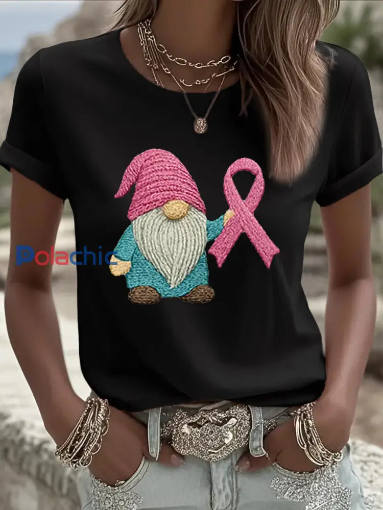 T-shirt rose de conscience de cancer du sein de ruban des femmes Noir / S