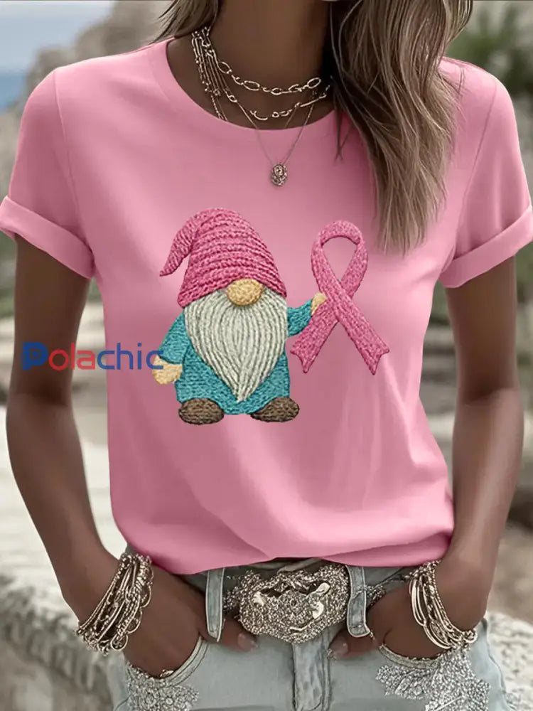 T-shirt rose de conscience de cancer du sein de ruban des femmes Rose / S