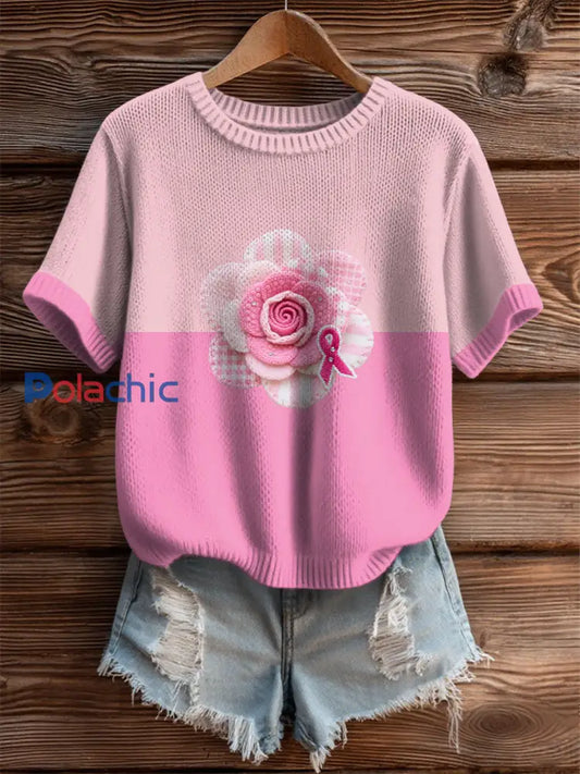 T shirt rose femme sensibilisation au cancer du sein Rose Rose / S