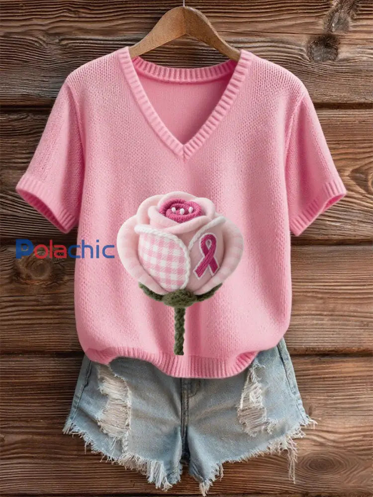 T shirt rose femme sensibilisation au cancer du sein Rose Rose / S