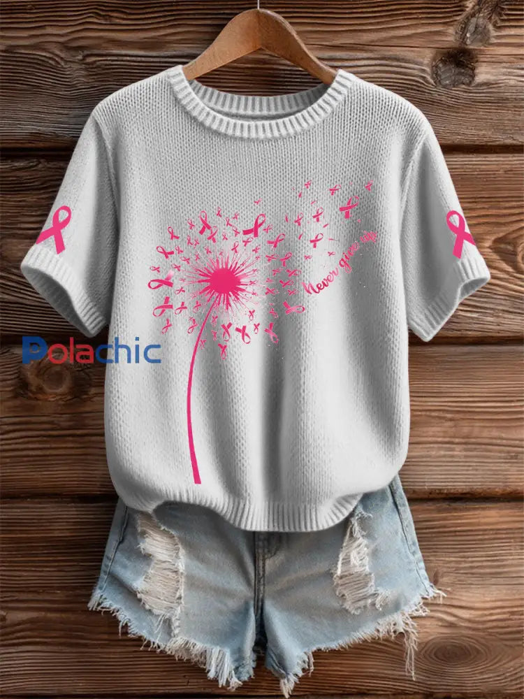 T shirt sensibilisation au cancer du sein pour femme gris clair / S