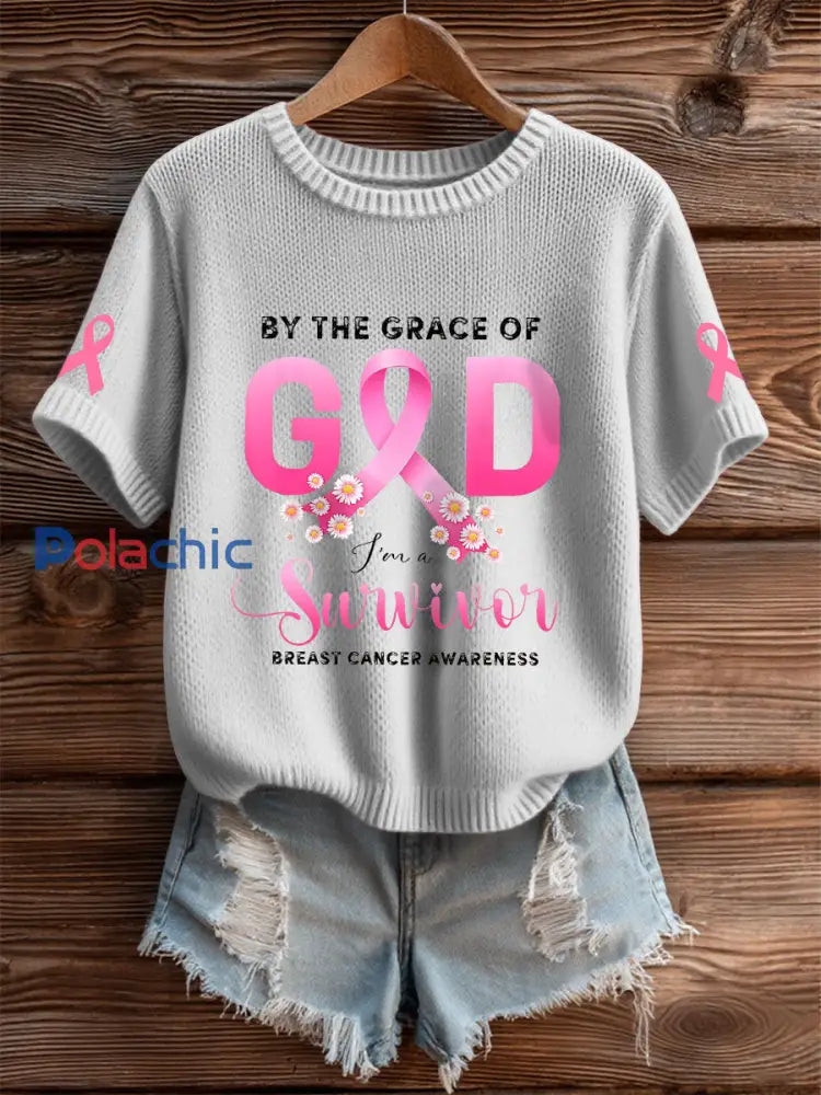 T shirt sensibilisation au cancer du sein pour femme gris clair / S