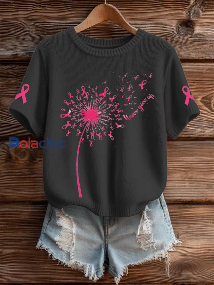 T shirt sensibilisation au cancer du sein pour femme noir / S