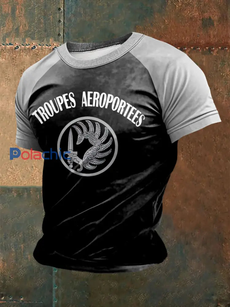 T-shirt Troupes Aéroports Parachutistes pour homme Noir / S