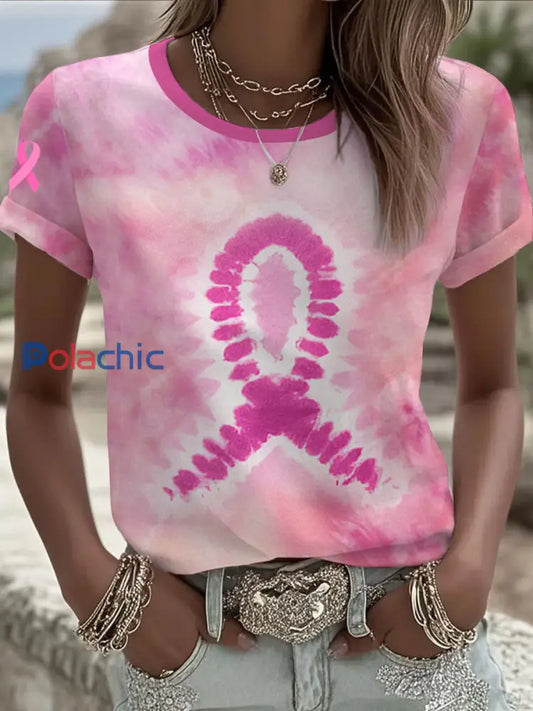 T Shirts Cancer du sein pour femmes Rose / S