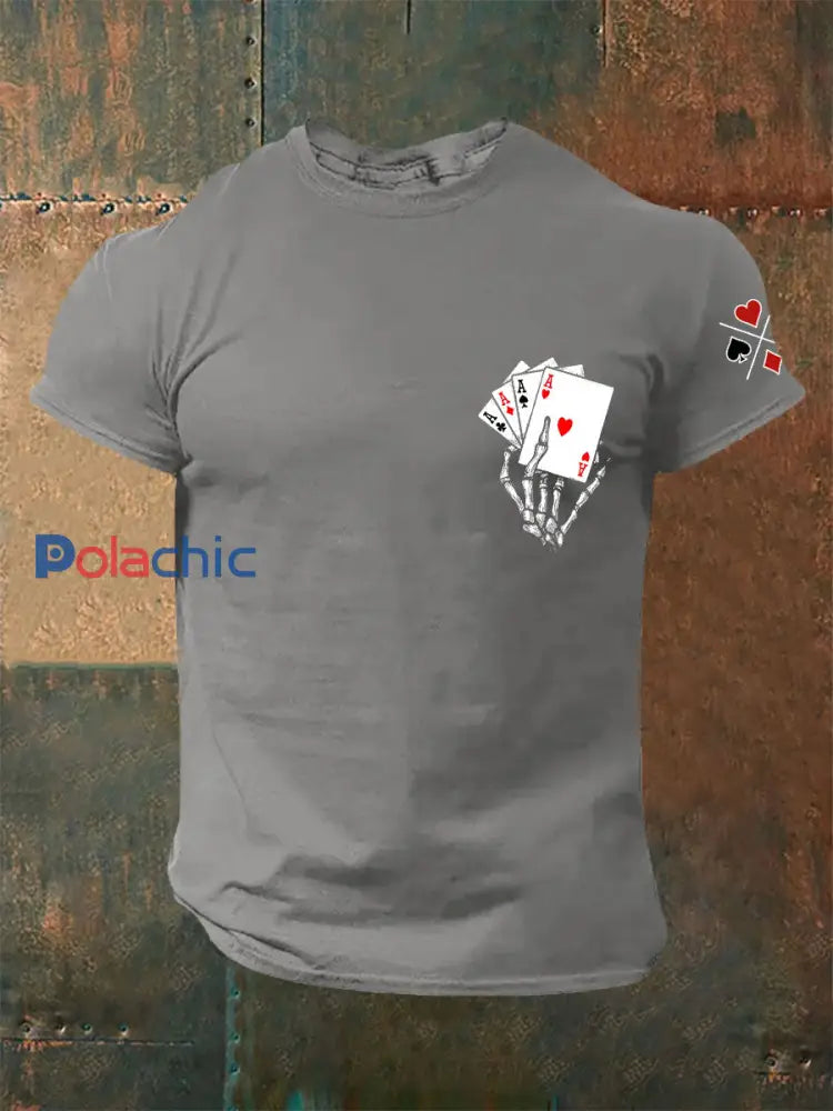 T-shirts Poker 4 A pour hommes gris clair / S