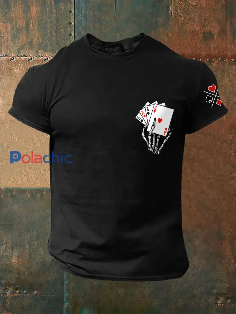 T-shirts Poker 4 A pour hommes noir / S