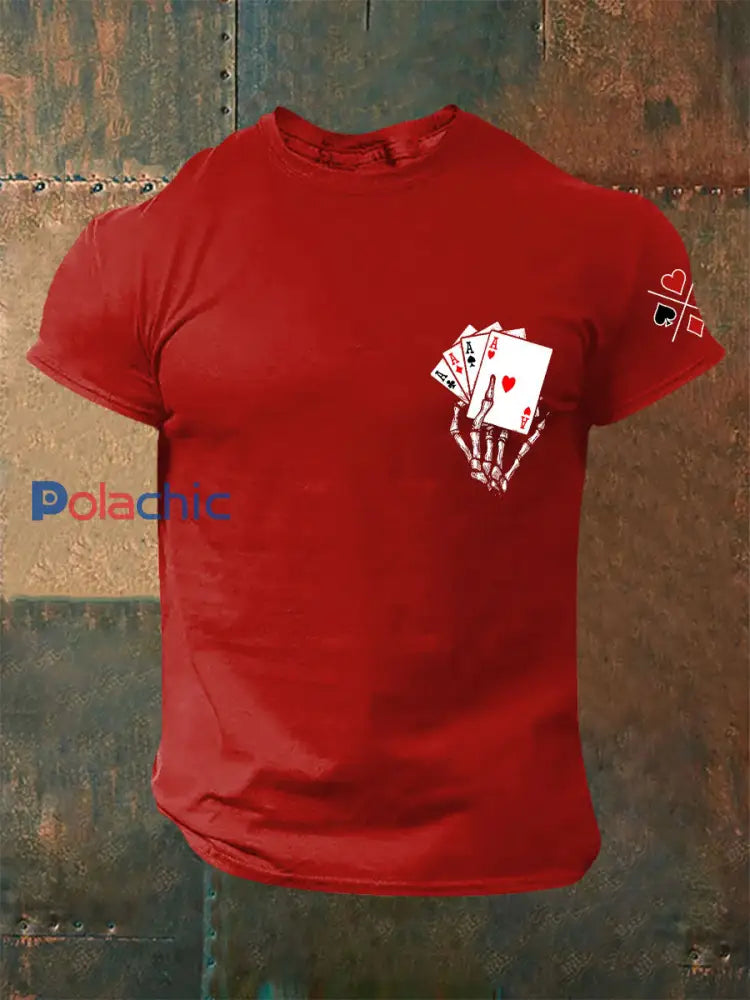 T-shirts Poker 4 A pour hommes rouge pur / S
