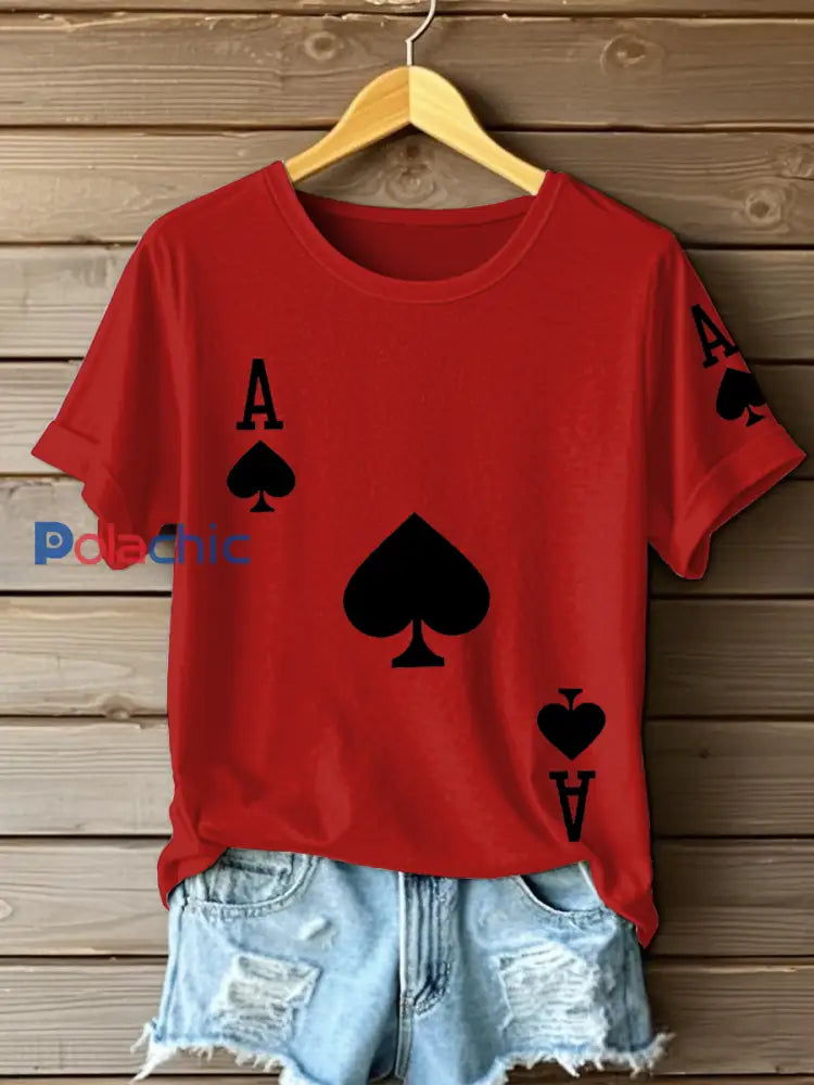 T-shirts Poker Ace of Spades pour femmes Rouge / S