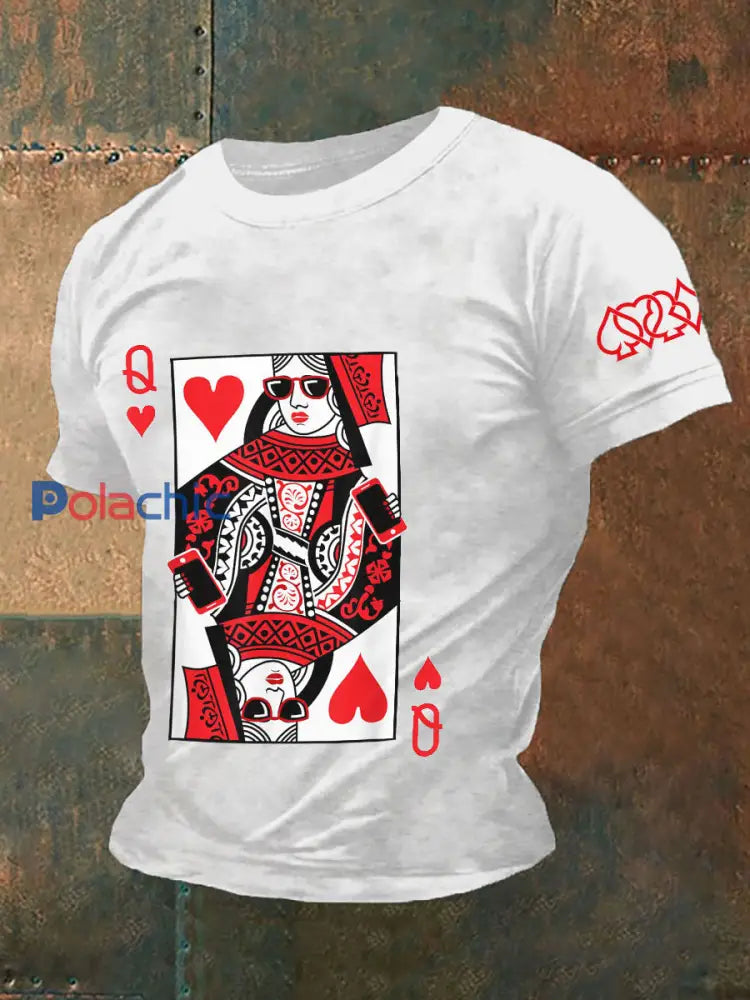 T-shirts Queen of Hearts pour hommes Blanc / S