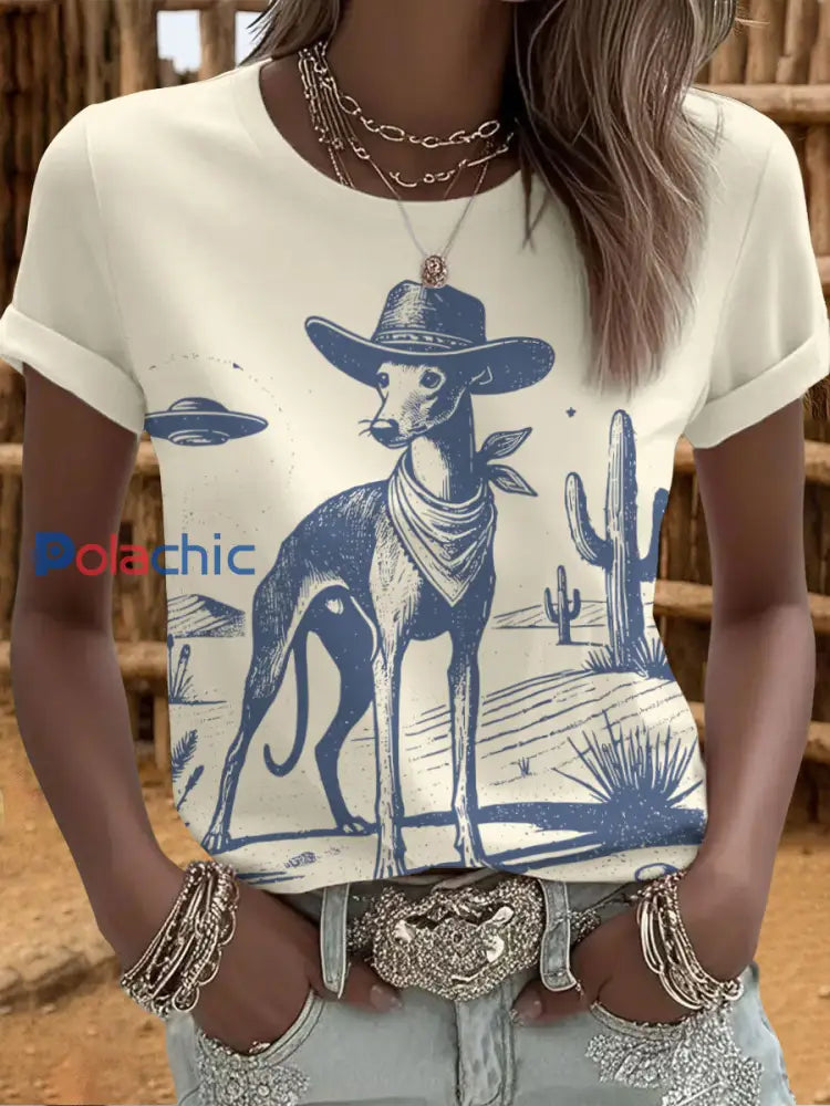 T-shirts Western Greyhound pour femmes Abricot / S