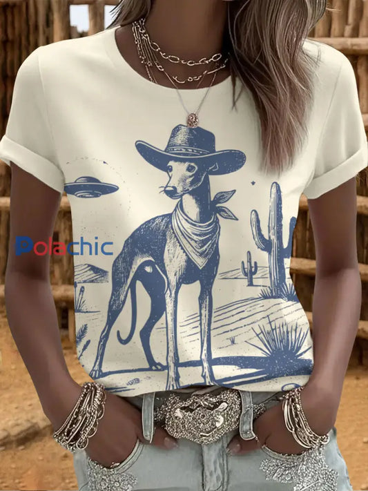 T-shirts Western Greyhound pour femmes Abricot / S